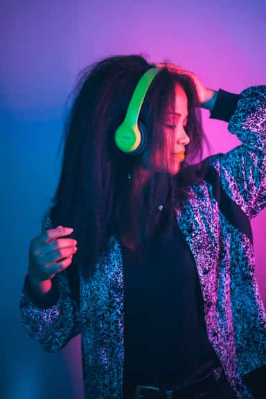 Woman enjoying music with headphones